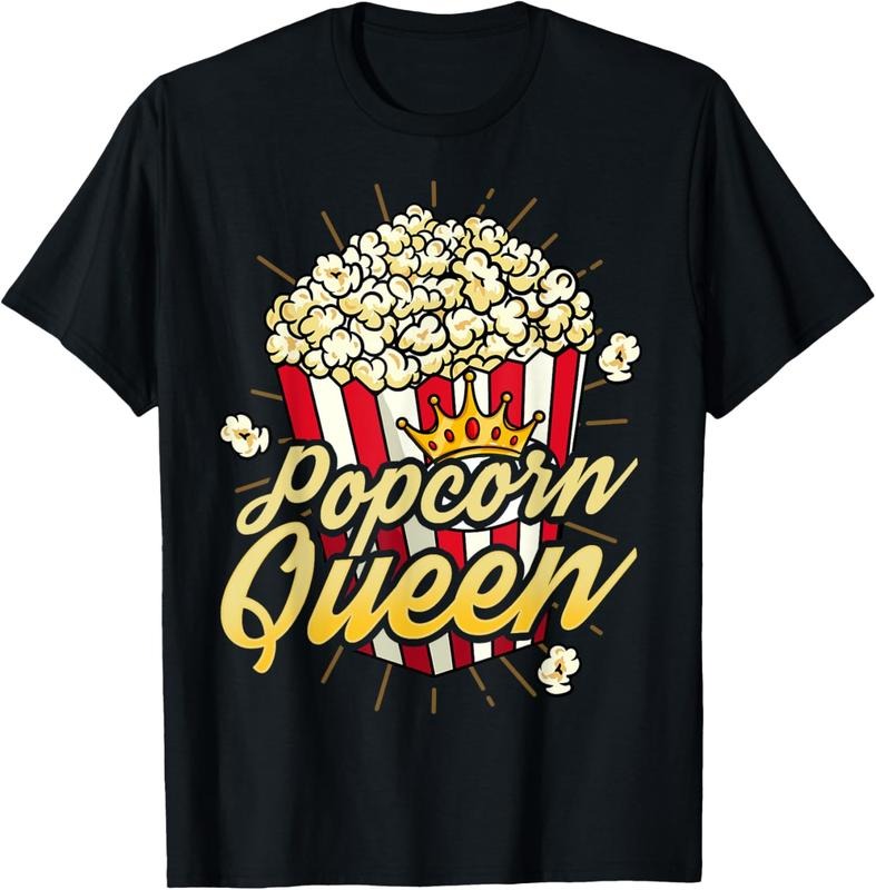 100% Cotton Funny Popcorn Lover Gift Movie Night Cinema Lover T-Shirt