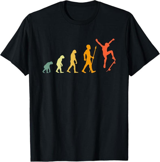 100% Cotton Funny Skateboard Youth Retro Vintage Gifts Skate Evolution T-Shirt
