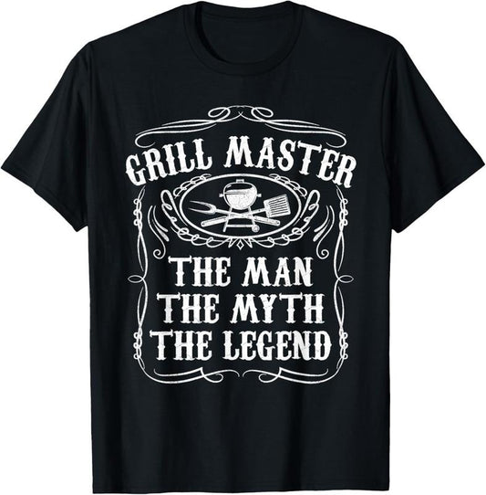 100% Cotton Grill Master The Man The Myth Legend Funny BBQ Smoker Gift T-Shirt