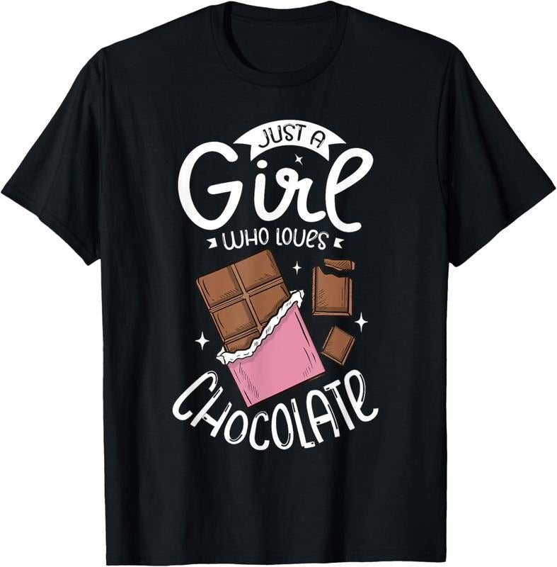 100% Cotton Just a girl who loves chocolate Funny Chocolate T-Shirt