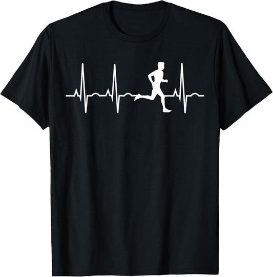 100% Cotton Running Shirt for Men - Runners Heartbeat Gift T-Shirt T-Shirt