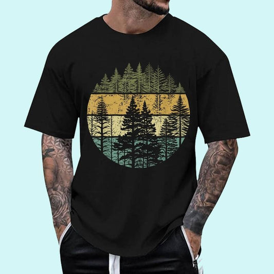 [100% Cotton Shirt] Retro Forest Trees Outdoors Nature Women Men Vintage Graphic Unisex T-Shirt
