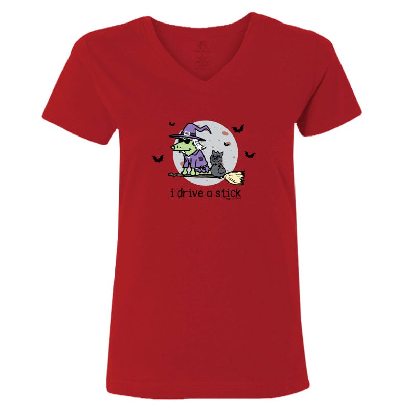 I Drive A Stick - Ladies T-Shirt V-Neck