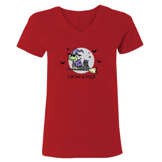 I Drive A Stick - Ladies T-Shirt V-Neck