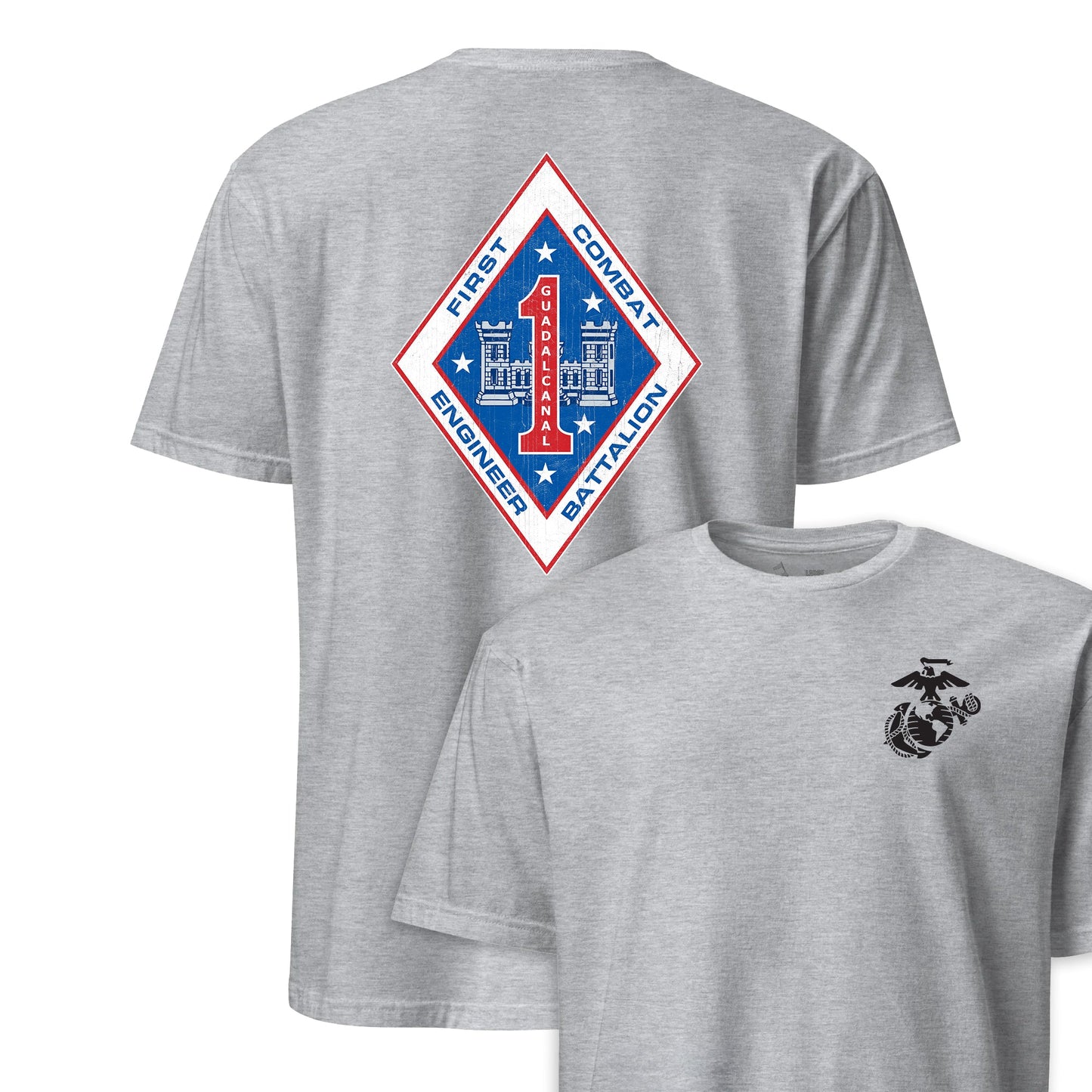 1st Combat Engineer Battalion Back Print T-Shirt