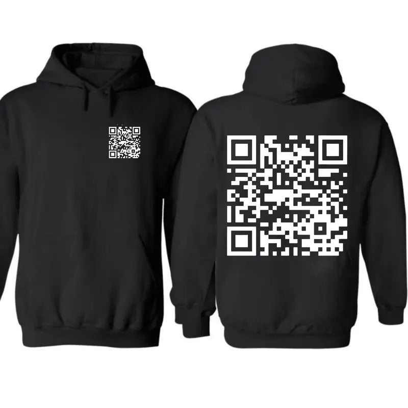 2 Sides Funny FU QR Code Men's Hoodie, QR Code Hoodie, Gifts, Gift For Her, Gift For Him, Classic Fabric Top Unisex Clothing Medium Menswear