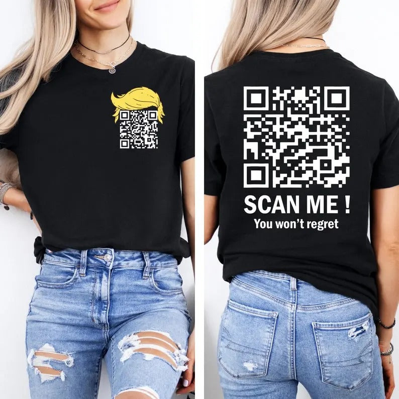 2 Sides Trump Qr Shirt, Trump Dance Ymca Qr Code T-shirt, Trump Elephant T-Shirt, Gifts, Gift For Her, Gift For Him, Classic Cotton Fit