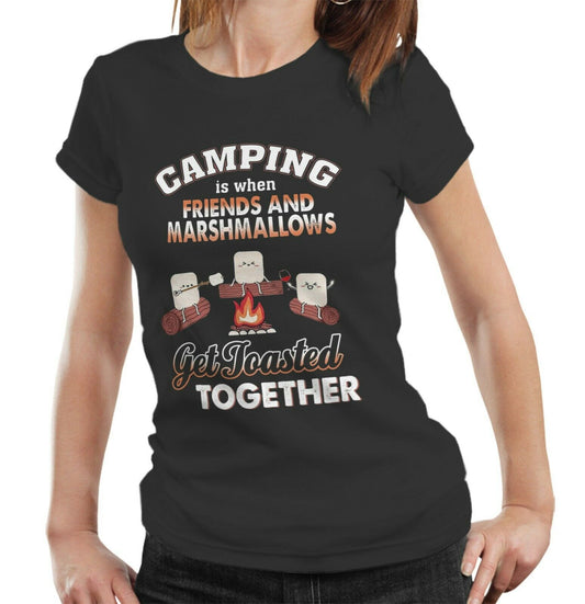 Camping Is Where Friends Tshirt Fitted Ladies