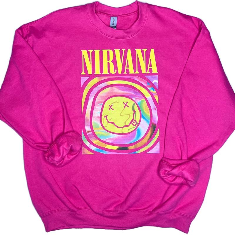 Nirvana Smiley Graphic Shirt, Nirvana Comfort Color Tee, Nirvana Smiley Sweatshirt