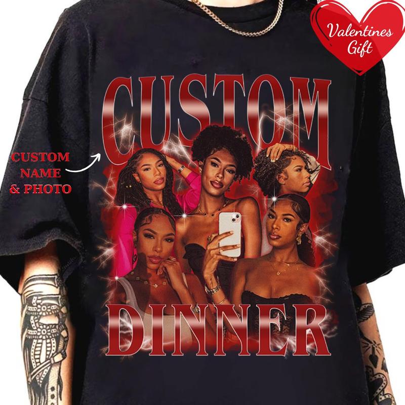 [VALENTINES GIFT] Custom Valentine Rap Tee shirt, Vintage Custom Photo Tee, Personalized Vintage 90s Outfit, Funny Girl Dinner Custom Tee, Gift for Girlfriend, Gift for Boyfriend