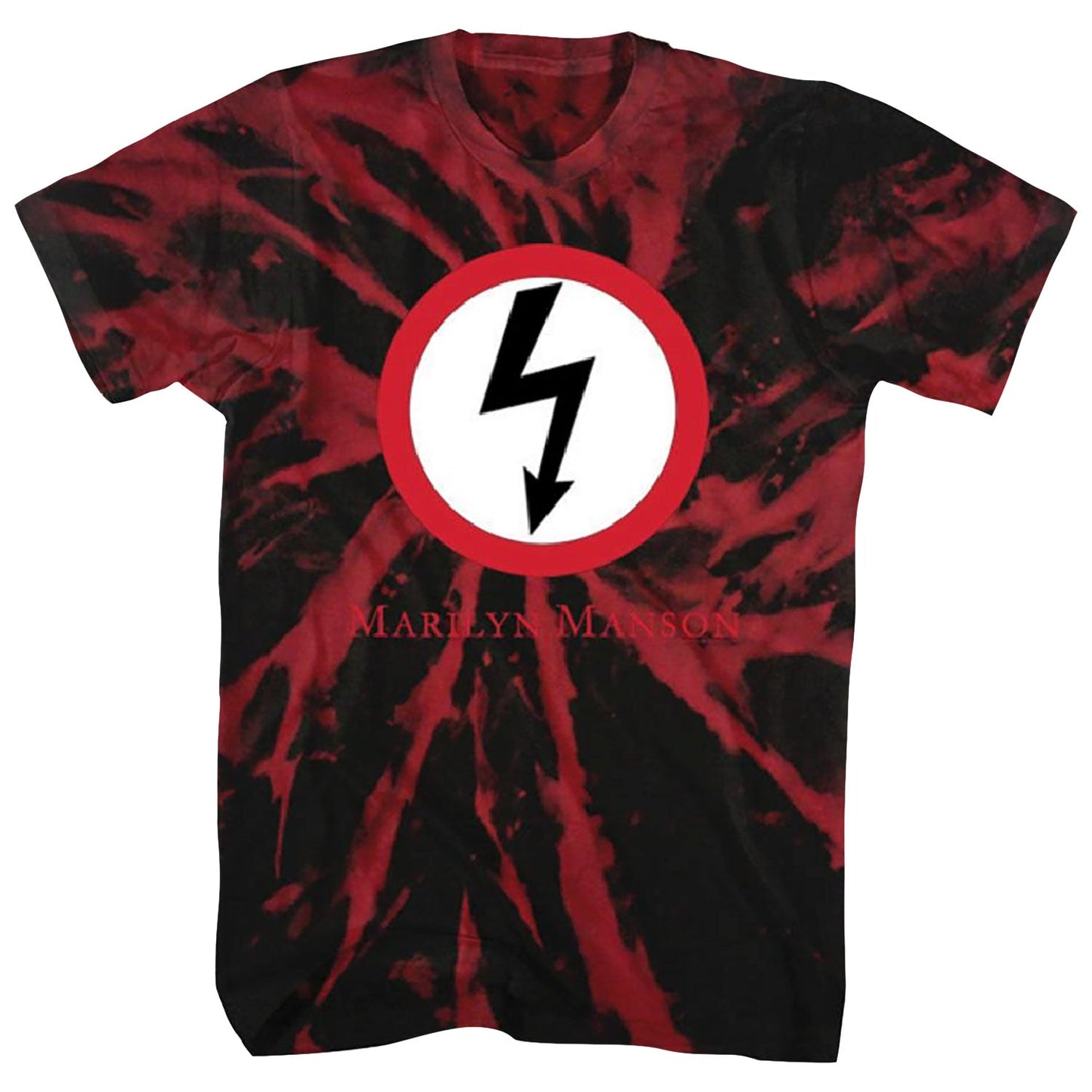 Classic Bolt On Red/Black Spiral Wash Treatment Tee Tie Dye T-shirt