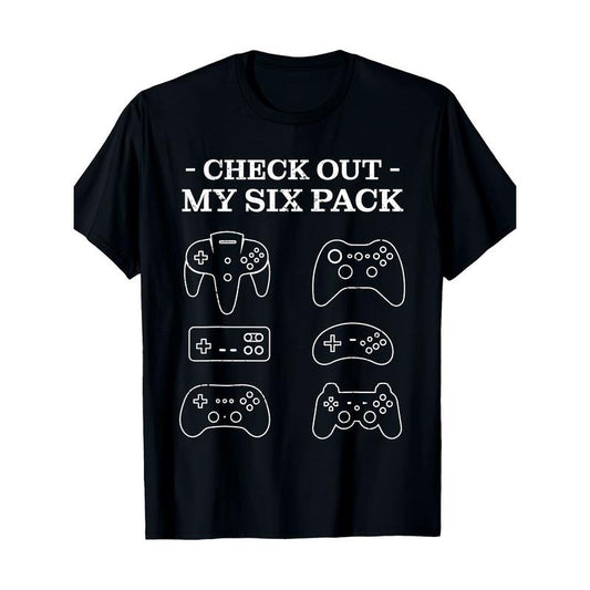 6 Six Pack Gamer 220g Funny Gamers Gift T-Shirt - Video made in usa