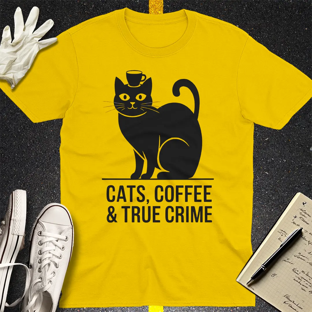 Cats, Coffee & True Crime T-Shirt Style001