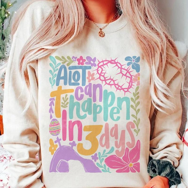 A Lot Can Happen In 3 Days Christian Easter Boho Easter He Is Risen Bible Verse Retro Easter Easter Shirt Design  T-shirt, sweater and Hoodie