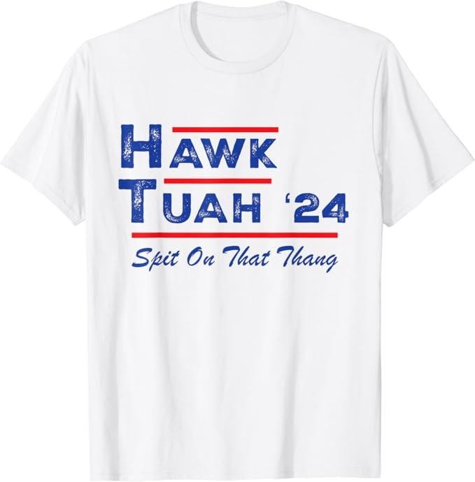 Adult Humor Shirts, Funny Hawk Tuah 24 Spit On That Thang T-Shirt Cotton - Classic Casual Tee, Short Sleeves, Fabric Menswear