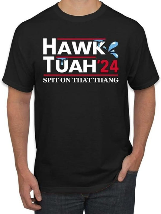Adult Humor Shirts, Spit On That Thang Hawk Tuah '24 Pop Culture Shirt Menswear Casual Classic Cotton