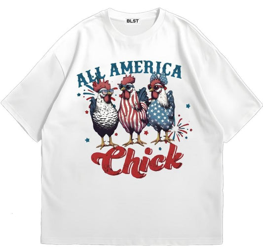 All America Chick American 4th Of July T-Shirt Unique Design for Everyday Wear