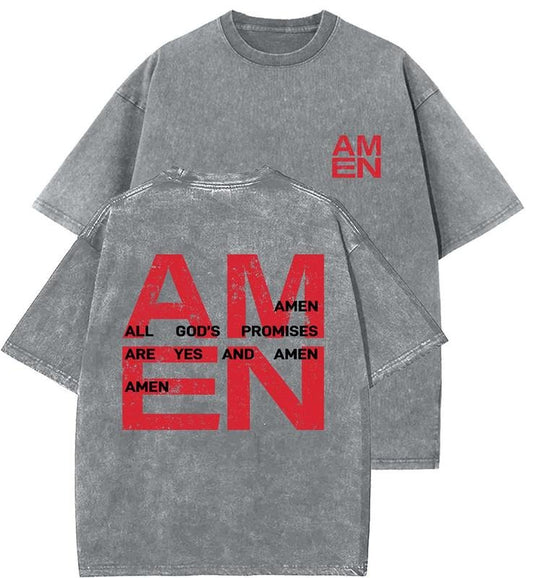 Amen Unisex Washed T-Shirt, Christian t shirts, Vintage 90s Graphic Tee, Gift Top Womenswear Cotton Mineral Color
