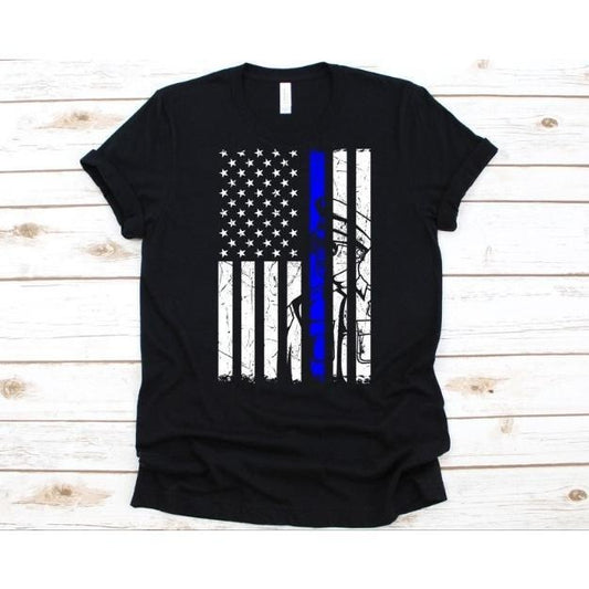 American Flag Blue Line Officer Shirt, Independence Day Shirt For Men And Women, American Flag Design, 4th of July, National Flag Graphic made in usa