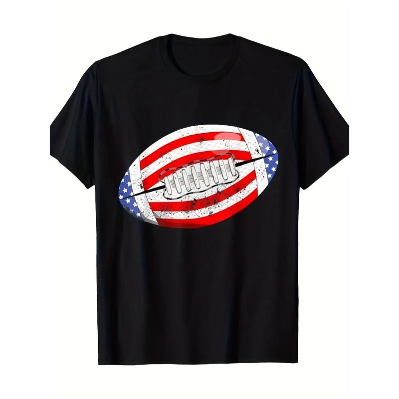 American Football American Flag T-Shirt, Men's T-Shirt 220g made in usa