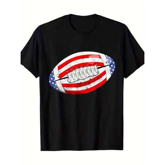 American Football American Flag T-Shirt, Men's T-Shirt 220g made in usa