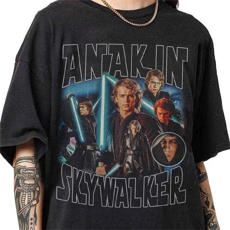 Anakin Skywalker 90s Vintage Bootleg Style T-Shirt, Classic Retro Graphic Unisex Tee Gift For Men and Women