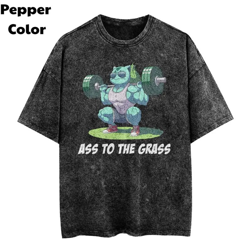 Ass To The Grass Gym Vintage Graphic Tees, Bulkasaur  T-Shirt, Pokemon Shirts, Pokemon Stuff, Gym Shirt, Unisex T-Shirt, Gift For Men Women