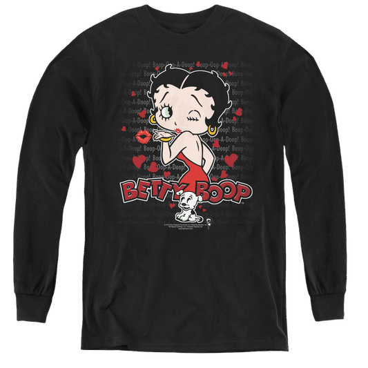 Betty Boop Classic Kiss - Youth Long Sleeve T-Shirt Style001