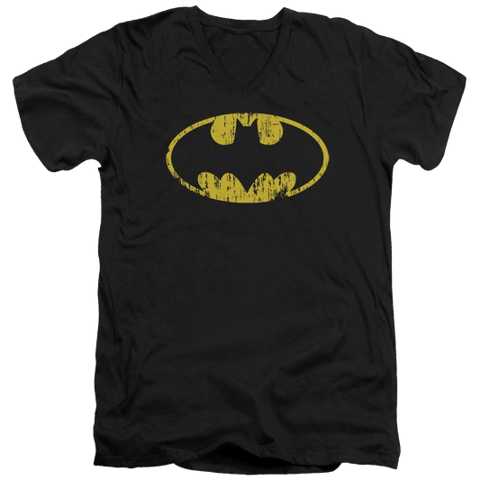 Batman Classic Logo Distressed - Men's V-Neck T-Shirt