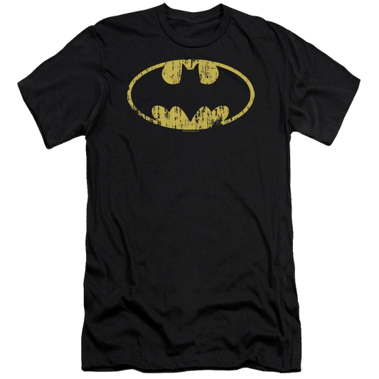 Batman Classic Logo Distressed - Men's Premium Slim Fit T-Shirt