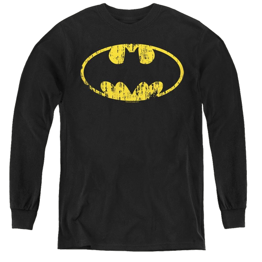 Dc Batman Classic Logo Distressed - Youth Long Sleeve T-Shirt