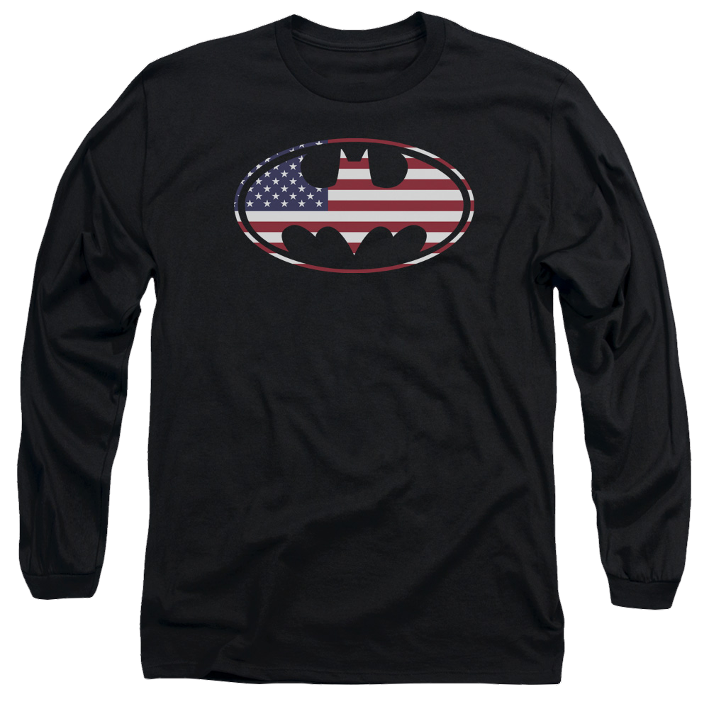 Batman American Flag Oval - Men's Long Sleeve T-Shirt
