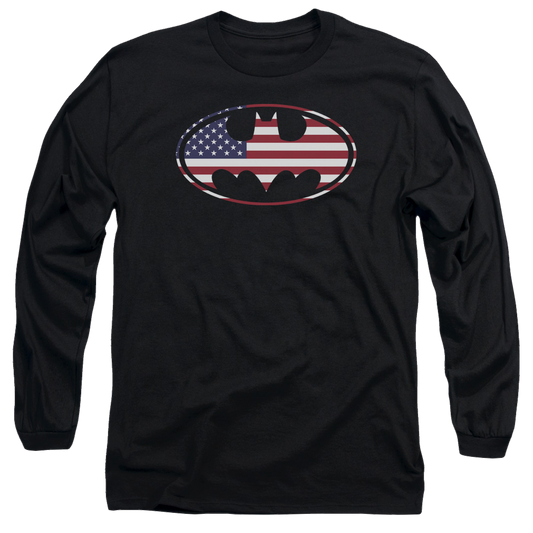 Batman American Flag Oval - Men's Long Sleeve T-Shirt