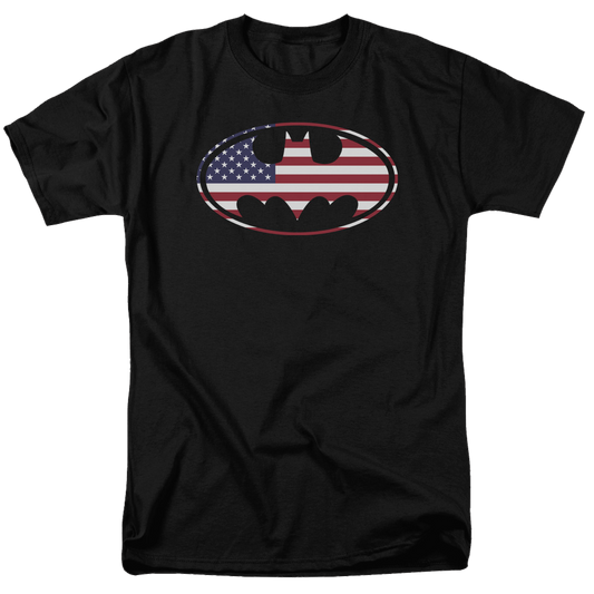 Batman American Flag Oval - Men's Regular Fit T-Shirt