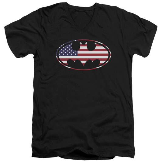 Batman American Flag Oval - Men's V-Neck T-Shirt