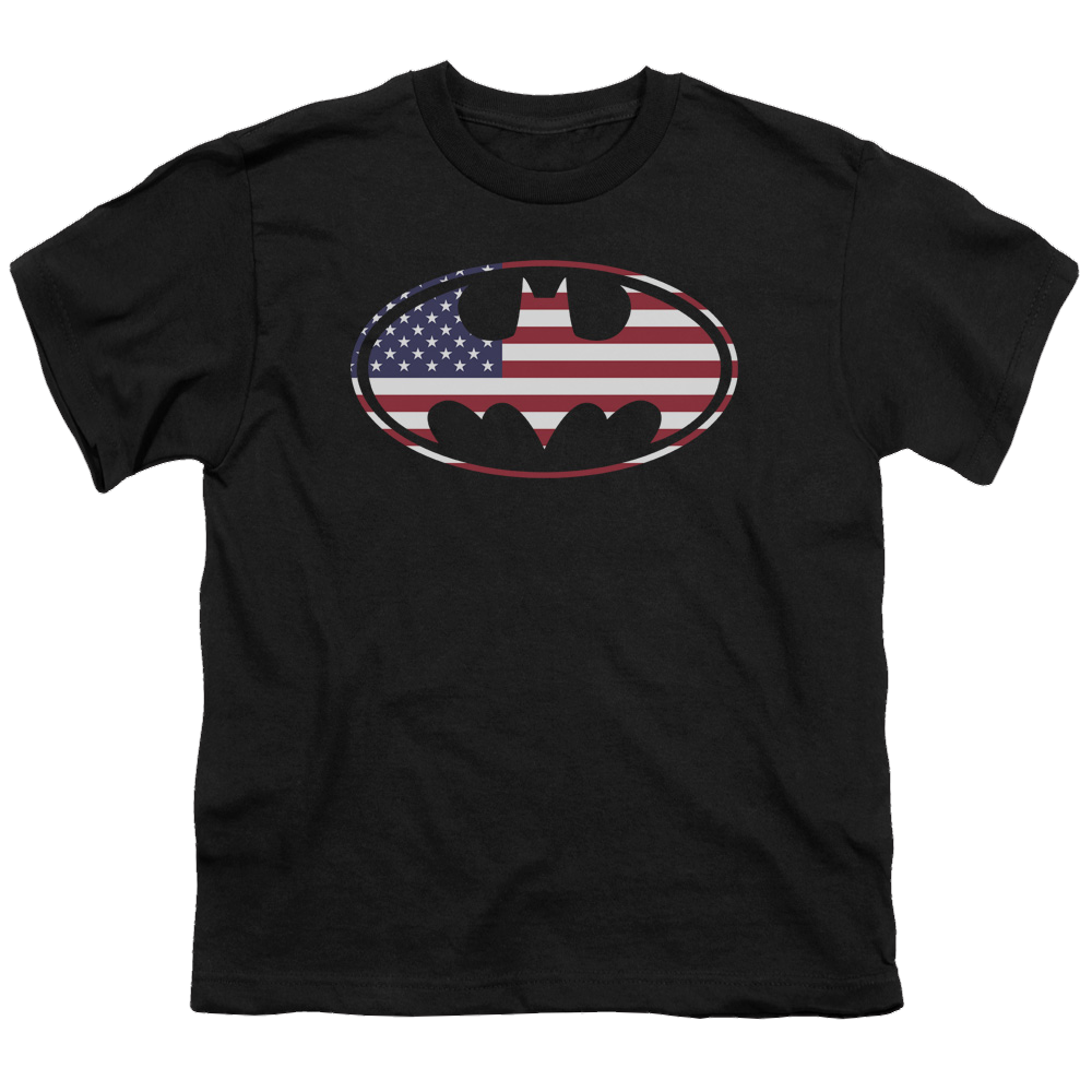 DC Batman American Flag Oval - Youth T-Shirt