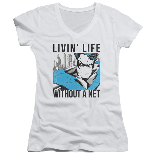 Batman Without A Net - Juniors V-Neck T-Shirt