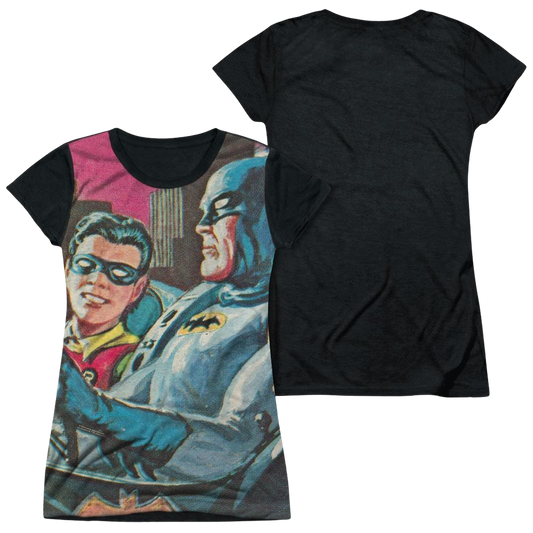 Batman - Classic TV Series Bat Signal - Juniors Black Back T-Shirt