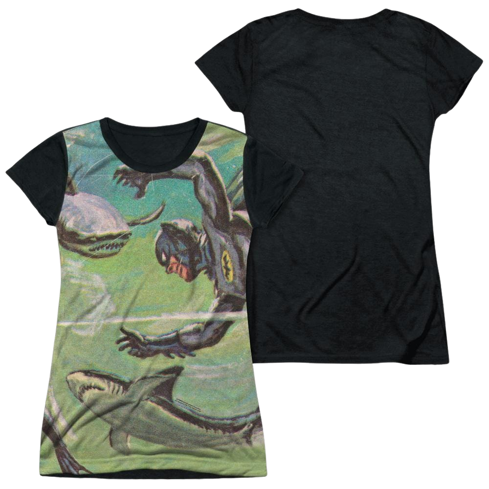Batman - Classic TV Series Underwater - Juniors Black Back T-Shirt