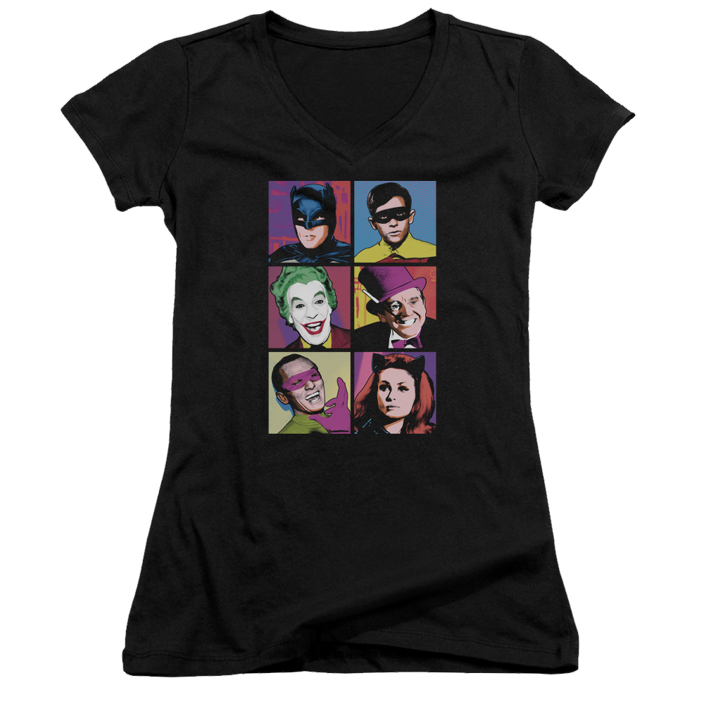 Batman - Classic TV Series Pop Cast - Juniors V-Neck T-Shirt