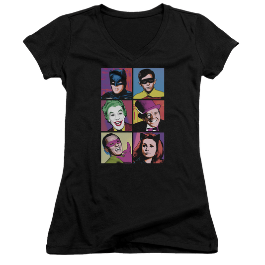 Batman - Classic TV Series Pop Cast - Juniors V-Neck T-Shirt