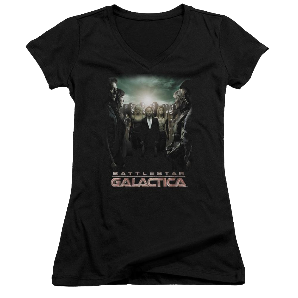 Battlestar Galactica Crossroads - Juniors V-Neck T-Shirt