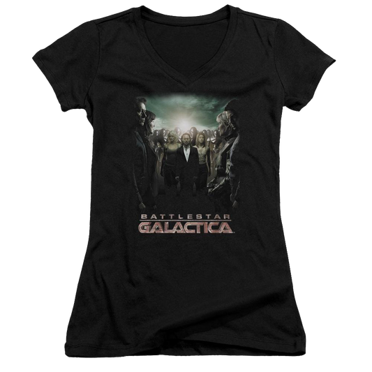 Battlestar Galactica Crossroads - Juniors V-Neck T-Shirt