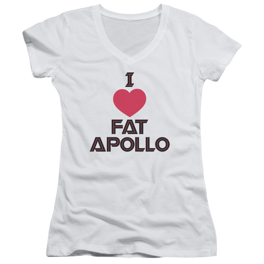 Battlestar Galactica I Heart Fat Apollo - Juniors V-Neck T-Shirt