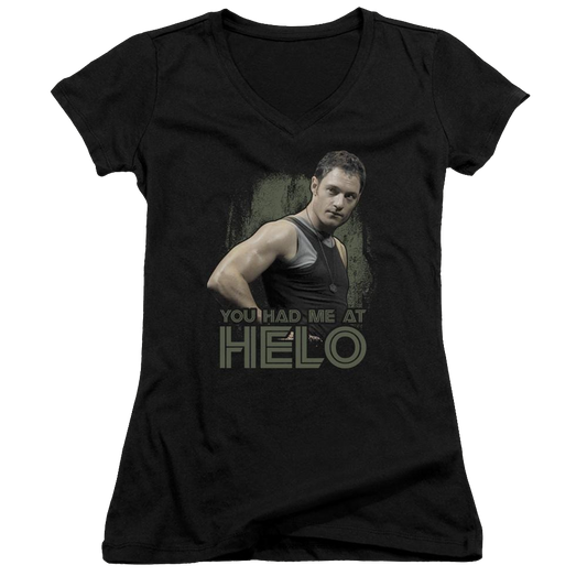 Battlestar Galactica Had Me At Helo - Juniors V-Neck T-Shirt