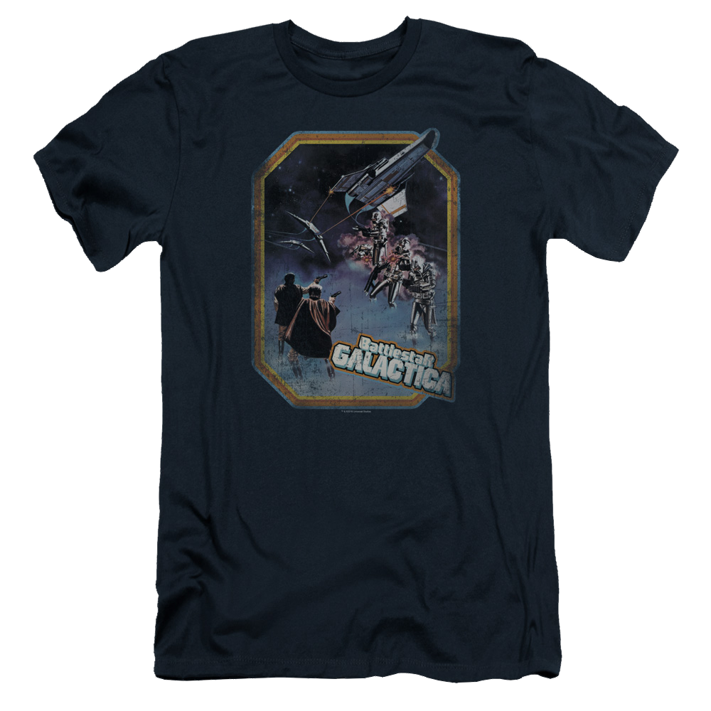 Battlestar Galactica Poster Iron On - Men's Premium Slim Fit T-Shirt