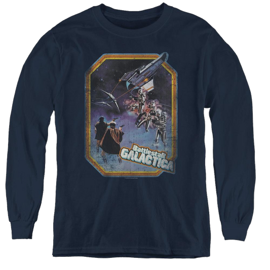 Battlestar Galactica (1978) Poster Iron On - Youth Long Sleeve T-Shirt