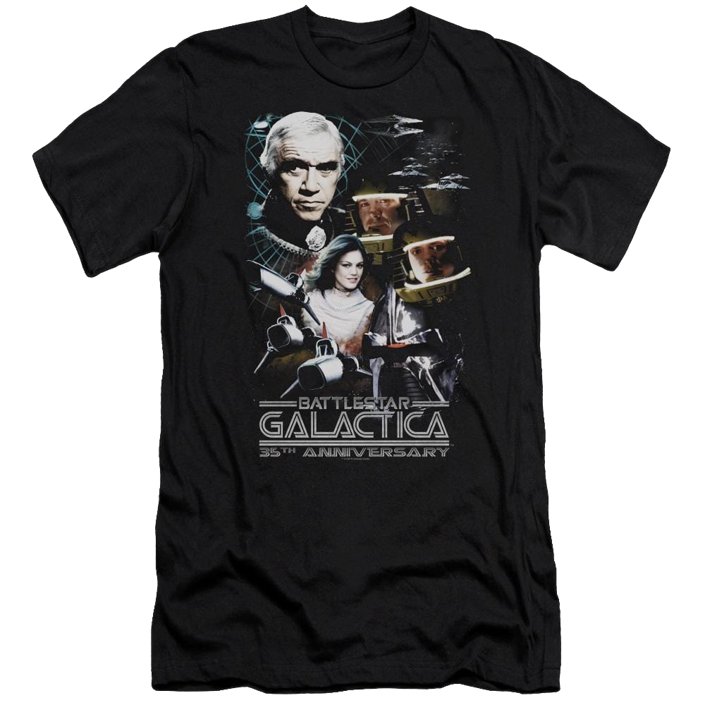 Battlestar Galactica 35th Anniversary Collage - Men's Premium Slim Fit T-Shirt