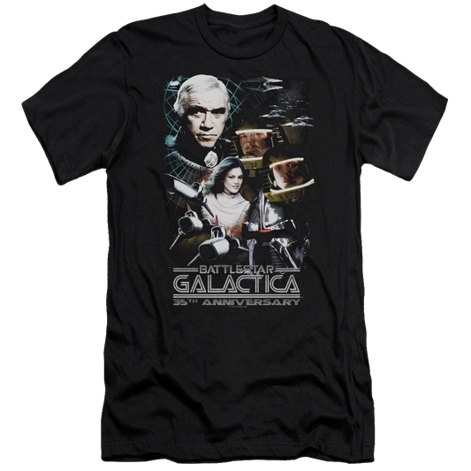 Battlestar Galactica 35th Anniversary Collage - Men's Premium Slim Fit T-Shirt