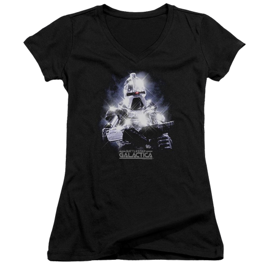 Battlestar Galactica 35th Anniversary Cylon - Juniors V-Neck T-Shirt
